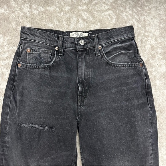 Free People Lita High Rise Black Jeans | Distressed Baggy Mom Jean Boho Ankle - Picture 6 of 12